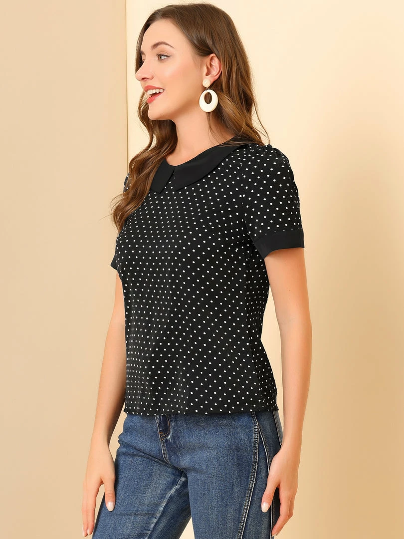 Allegra K Women's Peter Pan Collar Vintage Polka Dots Top 7 Allegra K Women's Peter Pan Collar Vintage Polka Dots Top