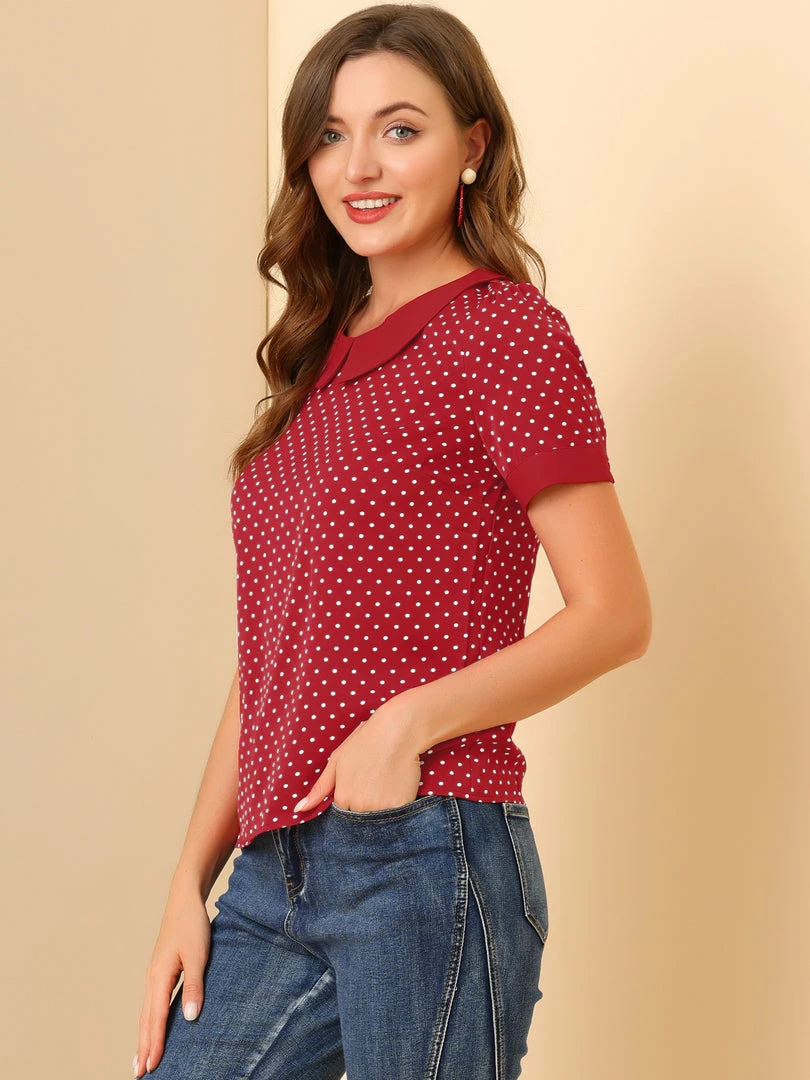 Allegra K Women's Peter Pan Collar Vintage Polka Dots Top 13 Allegra K Women's Peter Pan Collar Vintage Polka Dots Top