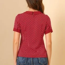Allegra K Women's Peter Pan Collar Vintage Polka Dots Top 26 Allegra K Women's Peter Pan Collar Vintage Polka Dots Top
