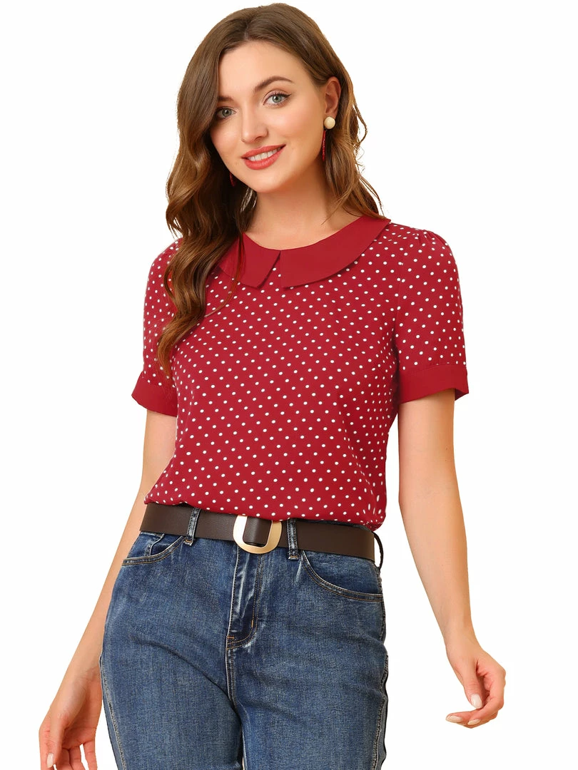 Allegra K Women's Peter Pan Collar Vintage Polka Dots Top 10 Allegra K Women's Peter Pan Collar Vintage Polka Dots Top