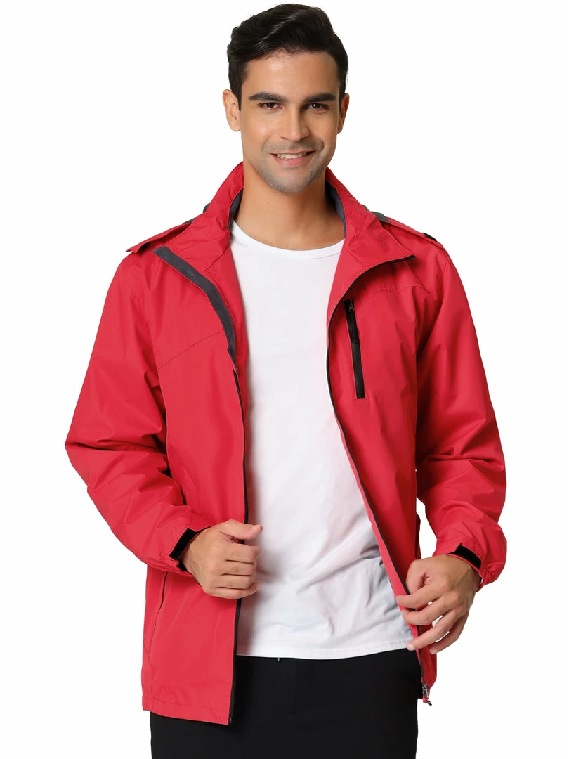 Allegra K Men's Lightweight Windbreaker Drawstring Hooded Full-Zip Hiking Outdoor Rain Jacket 5 Allegra K Men's Lightweight Windbreaker Drawstring Hooded Full-Zip Hiking Outdoor Rain Jacket