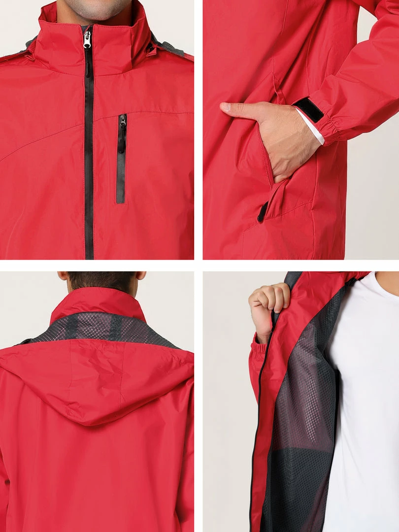 Allegra K Men's Lightweight Windbreaker Drawstring Hooded Full-Zip Hiking Outdoor Rain Jacket 9 Allegra K Men's Lightweight Windbreaker Drawstring Hooded Full-Zip Hiking Outdoor Rain Jacket