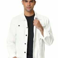 Allegra K Men's Casual Denim Jacket Slim Fit Western Trucker Jean Coat