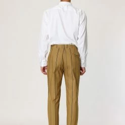 Allegra K Men's Dress Striped Pants Slim Fit Flat Front Business Pencil Trousers