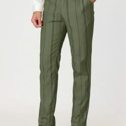 Allegra K Men's Dress Striped Pants Slim Fit Flat Front Business Pencil Trousers