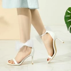 Allegra K Women's Ankle Strap Bow Tie Stiletto High Heels Sandals 11 Allegra K Women's Ankle Strap Bow Tie Stiletto High Heels Sandals