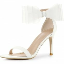 Allegra K Women's Ankle Strap Bow Tie Stiletto High Heels Sandals