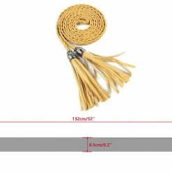 Allegra K Women Tassels Beaded Braided Skinny Waist Belt Accessories