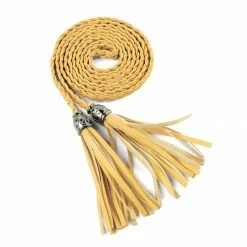 Allegra K Women Tassels Beaded Braided Skinny Waist Belt Accessories