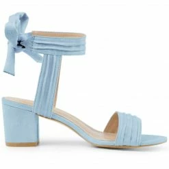 Allegra K Women's Open Toe Ankle Tie Back Block Heel Sandals Shoes 111 Allegra K Women's Open Toe Ankle Tie Back Block Heel Sandals Shoes