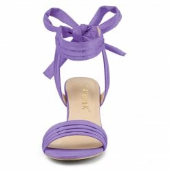 Allegra K Women's Open Toe Ankle Tie Back Block Heel Sandals Shoes 95 Allegra K Women's Open Toe Ankle Tie Back Block Heel Sandals Shoes