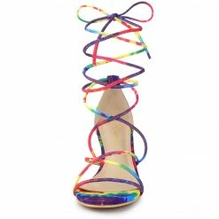 Allegra K Women's Lace Up Strappy Tie Dye Kitten Heels Sandals 17 Allegra K Women's Lace Up Strappy Tie Dye Kitten Heels Sandals