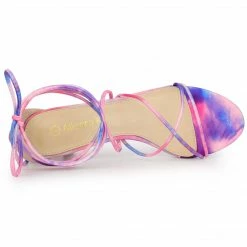 Allegra K Women's Lace Up Strappy Tie Dye Kitten Heels Sandals 25 Allegra K Women's Lace Up Strappy Tie Dye Kitten Heels Sandals
