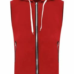 Allegra K Men's Slim Fit Sleeveless Hoodie Vest Lightweight Zip Up Hoodies