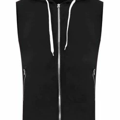 Allegra K Men's Slim Fit Sleeveless Hoodie Vest Lightweight Zip Up Hoodies