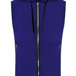 Allegra K Men's Slim Fit Sleeveless Hoodie Vest Lightweight Zip Up Hoodies