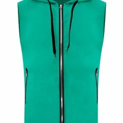 Allegra K Men's Slim Fit Sleeveless Hoodie Vest Lightweight Zip Up Hoodies