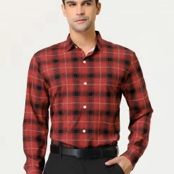 Allegra K Men's Casual Long Sleeve Regular Fit Button Down Checked Plaid Shirts 35 Allegra K Men's Casual Long Sleeve Regular Fit Button Down Checked Plaid Shirts