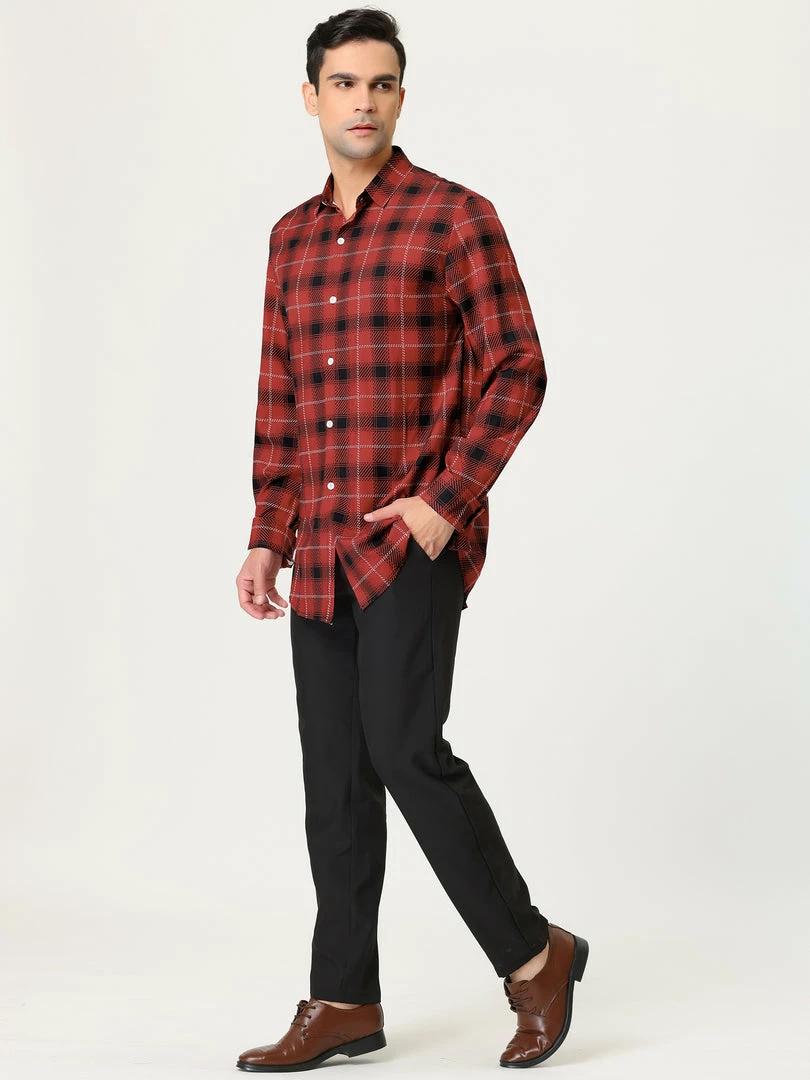 Allegra K Men's Casual Long Sleeve Regular Fit Button Down Checked Plaid Shirts 13 Allegra K Men's Casual Long Sleeve Regular Fit Button Down Checked Plaid Shirts