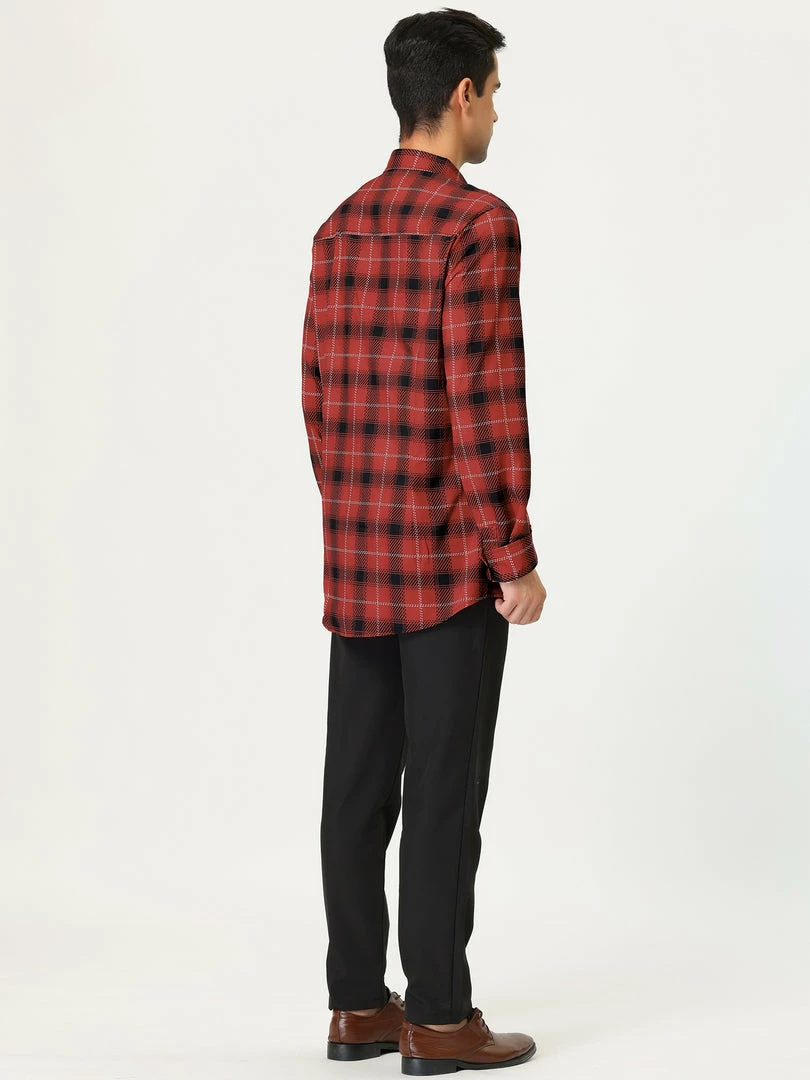 Allegra K Men's Casual Long Sleeve Regular Fit Button Down Checked Plaid Shirts 14 Allegra K Men's Casual Long Sleeve Regular Fit Button Down Checked Plaid Shirts