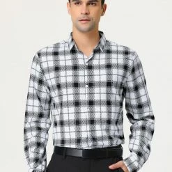 Allegra K Men's Casual Long Sleeve Regular Fit Button Down Checked Plaid Shirts 29 Allegra K Men's Casual Long Sleeve Regular Fit Button Down Checked Plaid Shirts