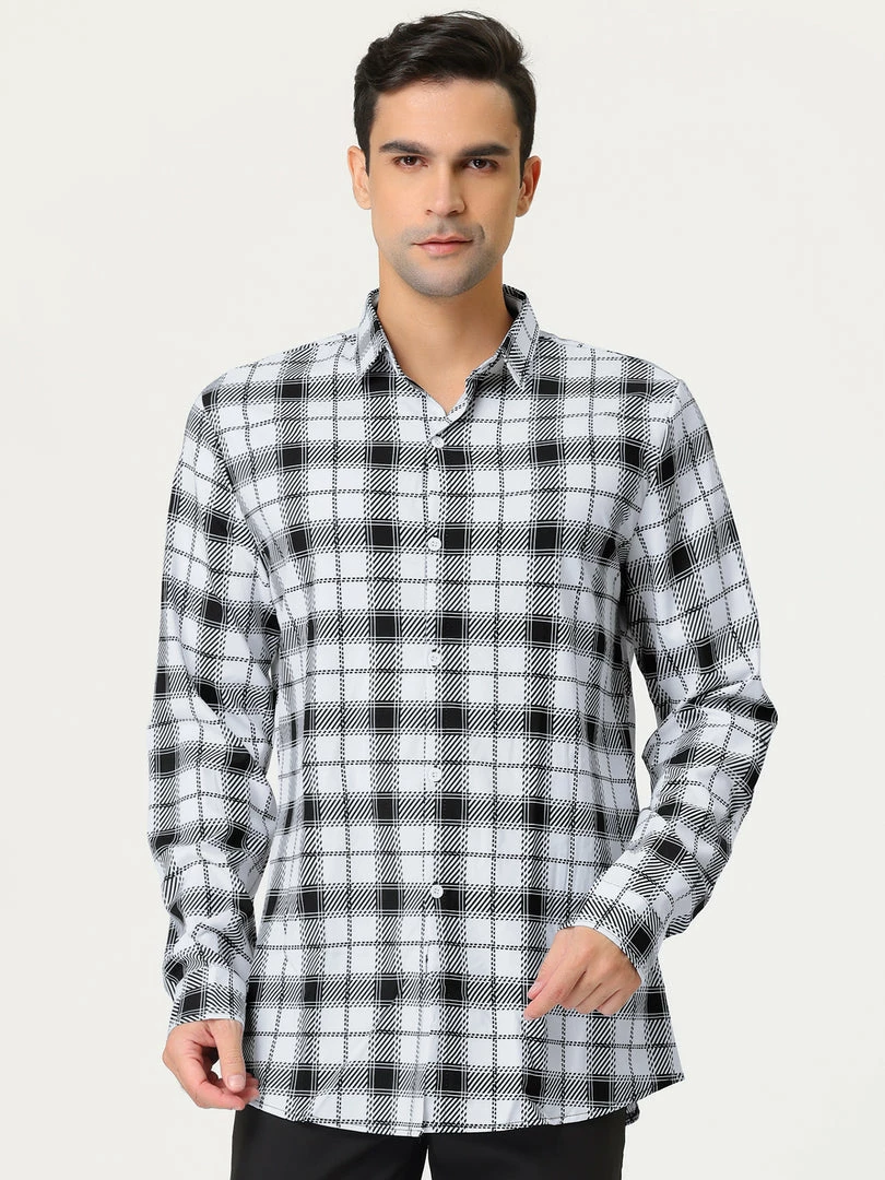 Allegra K Men's Casual Long Sleeve Regular Fit Button Down Checked Plaid Shirts 6 Allegra K Men's Casual Long Sleeve Regular Fit Button Down Checked Plaid Shirts