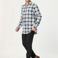 Allegra K Men's Casual Long Sleeve Regular Fit Button Down Checked Plaid Shirts 31 Allegra K Men's Casual Long Sleeve Regular Fit Button Down Checked Plaid Shirts