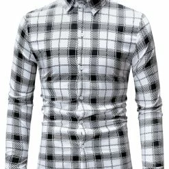 Allegra K Men's Casual Long Sleeve Regular Fit Button Down Checked Plaid Shirts