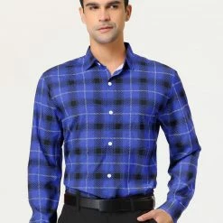 Allegra K Men's Casual Long Sleeve Regular Fit Button Down Checked Plaid Shirts 47 Allegra K Men's Casual Long Sleeve Regular Fit Button Down Checked Plaid Shirts