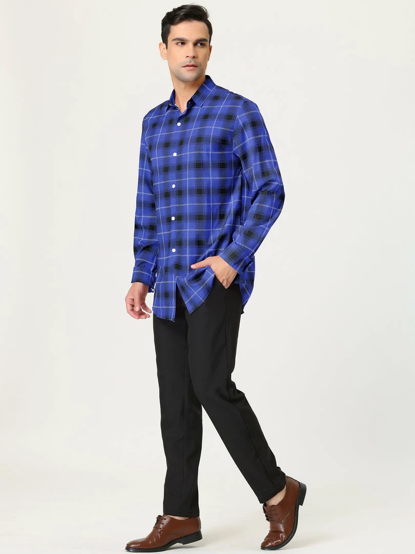 Allegra K Men's Casual Long Sleeve Regular Fit Button Down Checked Plaid Shirts 25 Allegra K Men's Casual Long Sleeve Regular Fit Button Down Checked Plaid Shirts