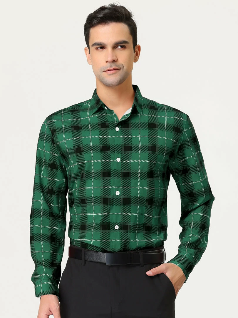 Allegra K Men's Casual Long Sleeve Regular Fit Button Down Checked Plaid Shirts 17 Allegra K Men's Casual Long Sleeve Regular Fit Button Down Checked Plaid Shirts