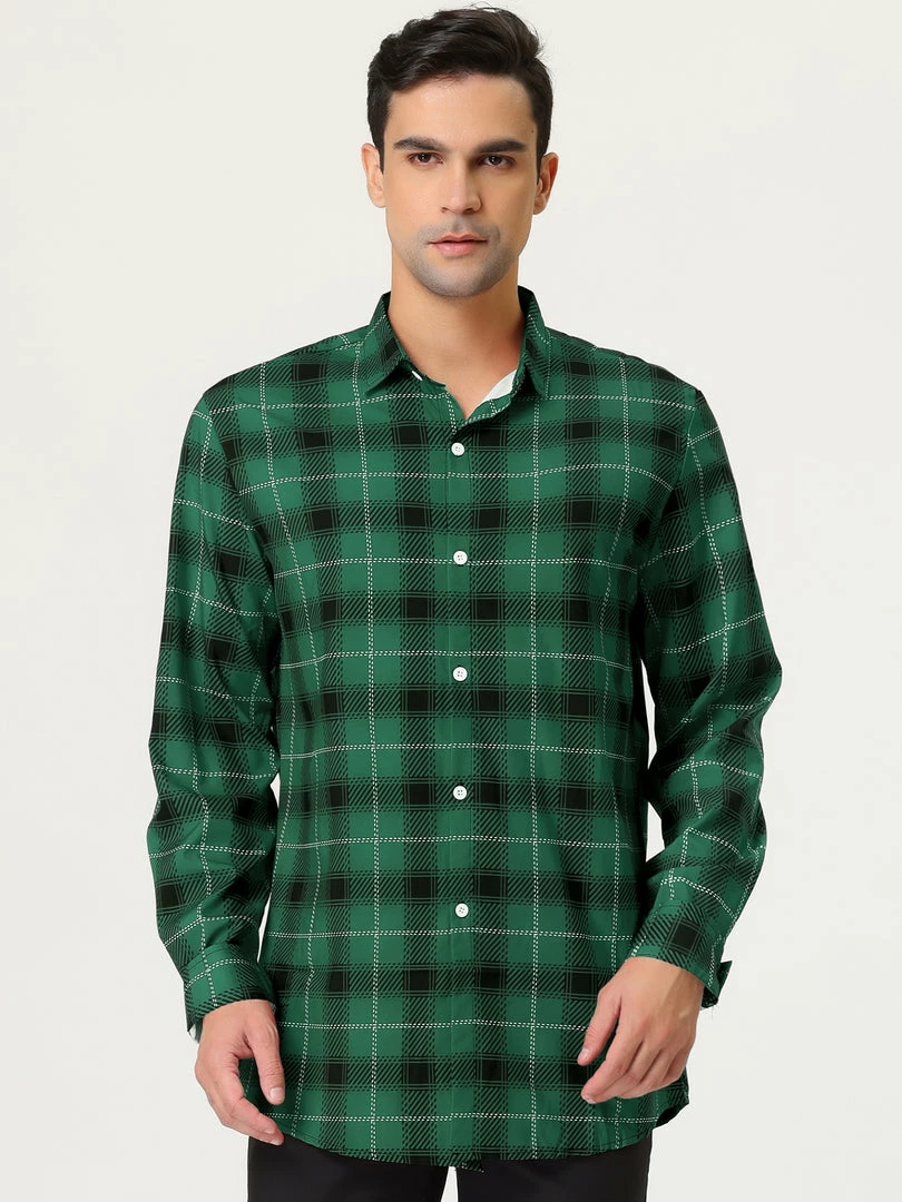 Allegra K Men's Casual Long Sleeve Regular Fit Button Down Checked Plaid Shirts 18 Allegra K Men's Casual Long Sleeve Regular Fit Button Down Checked Plaid Shirts