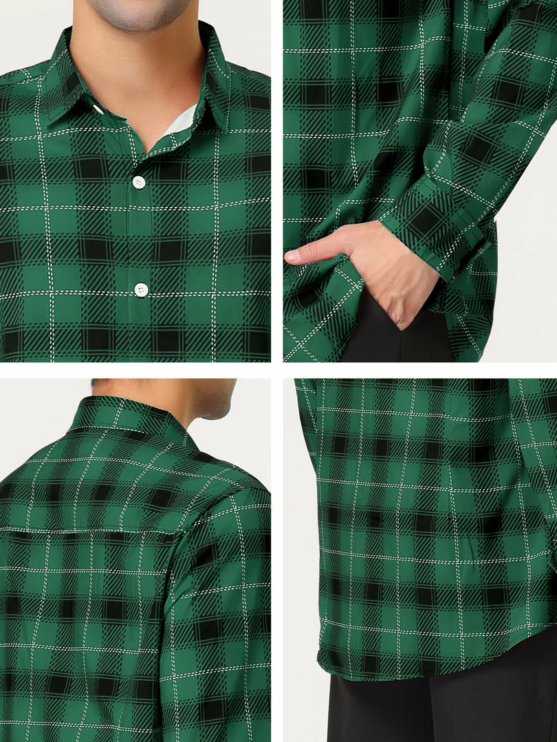 Allegra K Men's Casual Long Sleeve Regular Fit Button Down Checked Plaid Shirts 21 Allegra K Men's Casual Long Sleeve Regular Fit Button Down Checked Plaid Shirts