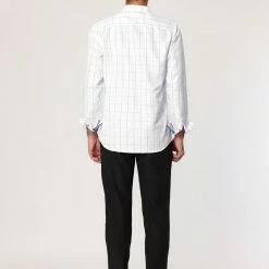 Allegra K Men's Dress Plaid Shirt Button Down Long Sleeves Contrast Business Shirt