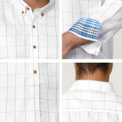 Allegra K Men's Dress Plaid Shirt Button Down Long Sleeves Contrast Business Shirt