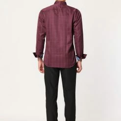 Allegra K Men's Dress Plaid Shirt Button Down Long Sleeves Contrast Business Shirt