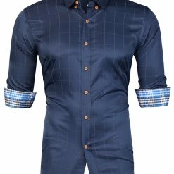 Allegra K Men's Dress Plaid Shirt Button Down Long Sleeves Contrast Business Shirt