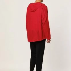 Allegra K Men's Full Zip Linen Hoodies Shirts Long Sleeves Lightweight Solid Plaid Jacket