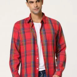 Allegra K Men's Casual Plaid Shirt Color Block Button Up Long Sleeved Checked Shirts 20 Allegra K Men's Casual Plaid Shirt Color Block Button Up Long Sleeved Checked Shirts