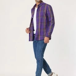 Allegra K Men's Casual Plaid Shirt Color Block Button Up Long Sleeved Checked Shirts 31 Allegra K Men's Casual Plaid Shirt Color Block Button Up Long Sleeved Checked Shirts