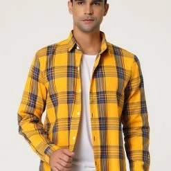 Allegra K Men's Casual Plaid Shirt Color Block Button Up Long Sleeved Checked Shirts 25 Allegra K Men's Casual Plaid Shirt Color Block Button Up Long Sleeved Checked Shirts