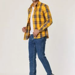 Allegra K Men's Casual Plaid Shirt Color Block Button Up Long Sleeved Checked Shirts 26 Allegra K Men's Casual Plaid Shirt Color Block Button Up Long Sleeved Checked Shirts