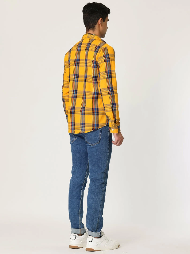 Allegra K Men's Casual Plaid Shirt Color Block Button Up Long Sleeved Checked Shirts 12 Allegra K Men's Casual Plaid Shirt Color Block Button Up Long Sleeved Checked Shirts