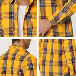 Allegra K Men's Casual Plaid Shirt Color Block Button Up Long Sleeved Checked Shirts 28 Allegra K Men's Casual Plaid Shirt Color Block Button Up Long Sleeved Checked Shirts