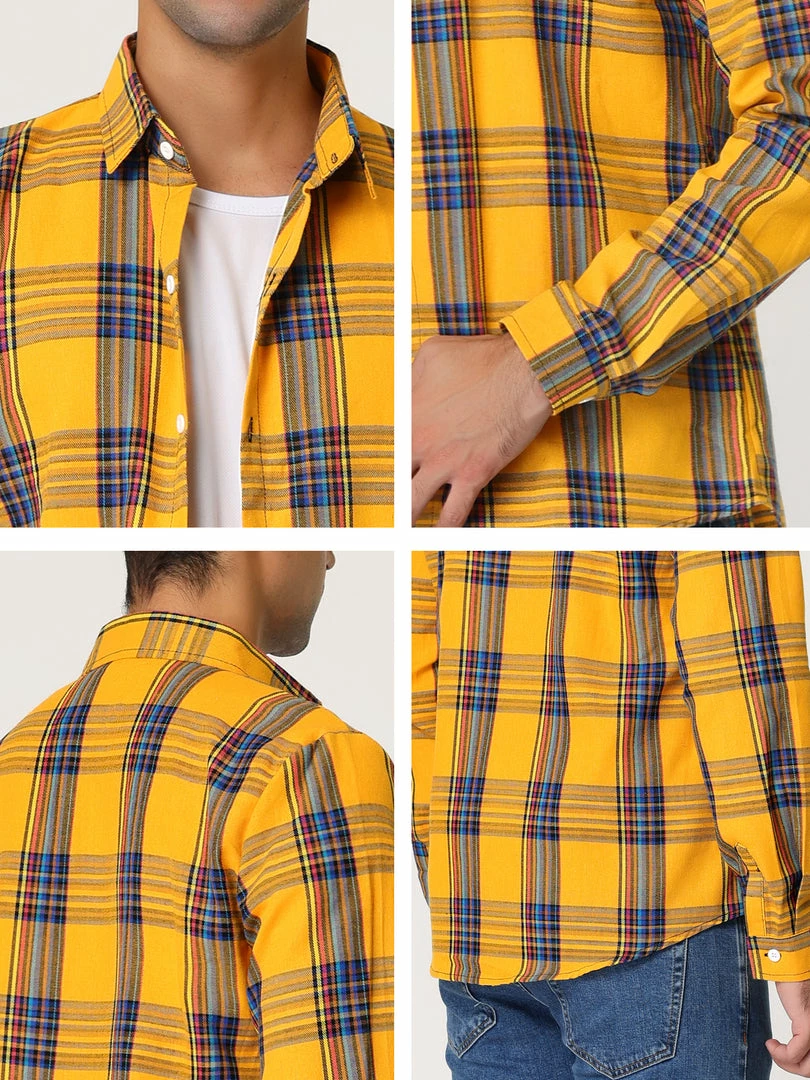 Allegra K Men's Casual Plaid Shirt Color Block Button Up Long Sleeved Checked Shirts 13 Allegra K Men's Casual Plaid Shirt Color Block Button Up Long Sleeved Checked Shirts