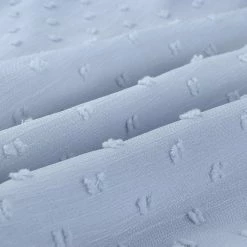 Allegra K Women's Smocked Puff Sleeve Swiss Dots Chiffon Blouse