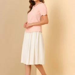 Allegra K Women's Retro Cotton Short Sleeve Peter Pan Collar Blouse 13 Allegra K Women's Retro Cotton Short Sleeve Peter Pan Collar Blouse