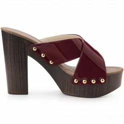 Allegra K Women's Platform Crisscross Strap Chunky Heels Sandals