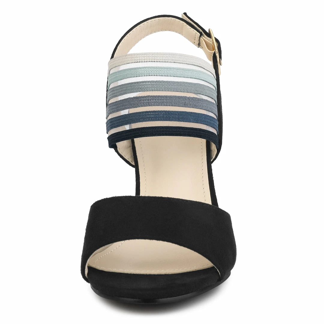 Allegra K Shoes Women's Open Toe Colorful Elastic Strap Chunky Heel Sandals 5 Allegra K Shoes Women's Open Toe Colorful Elastic Strap Chunky Heel Sandals