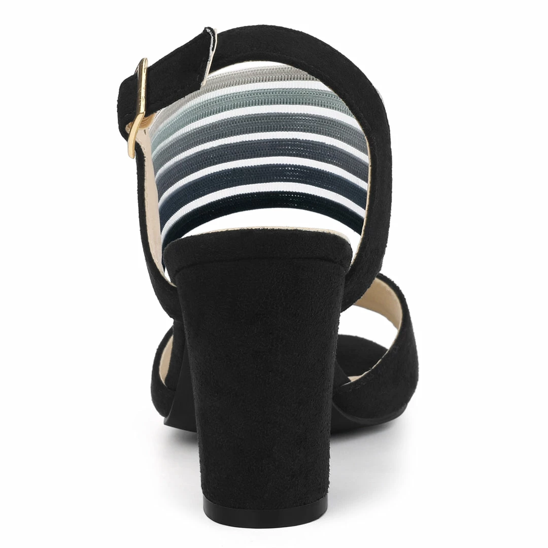 Allegra K Shoes Women's Open Toe Colorful Elastic Strap Chunky Heel Sandals 6 Allegra K Shoes Women's Open Toe Colorful Elastic Strap Chunky Heel Sandals